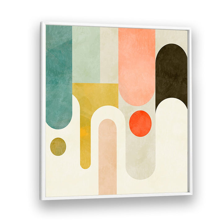 Transform your space with RUNDE SHAPES KOPIE, ABSTRACT PAINTINGS by Ana Rut Bre in a sleek white frame.