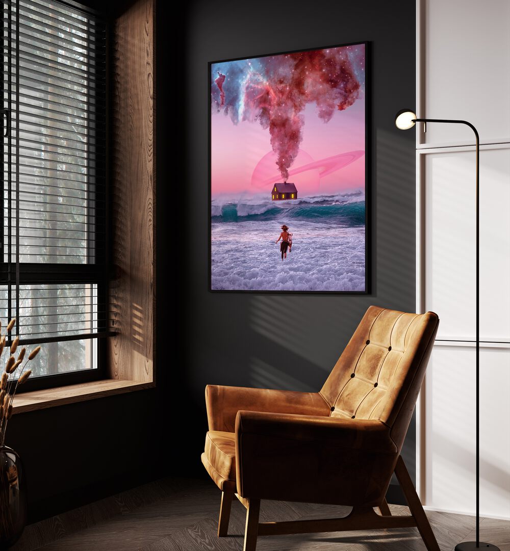 Explore the dreamlike landscape of "RUNNING BACK TO YOU, SURREAL ART PRINTS" by Ritvik Takkar, perfect for your space.