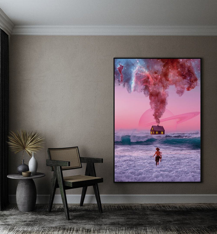 Experience the dreamlike landscape of "RUNNING BACK TO YOU, SURREAL ART PRINTS" by Ritvik Takkar, perfect for your space.