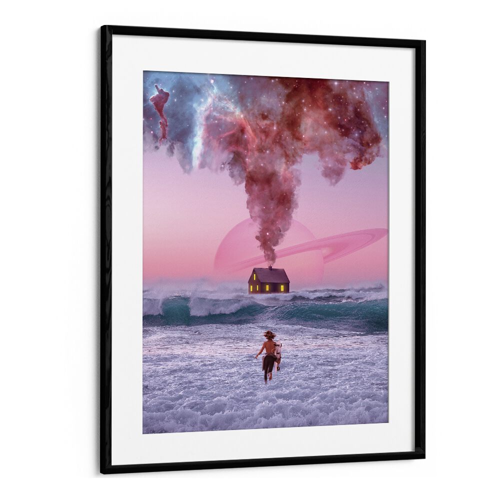 Surreal art print "Running Back To You" by Ritvik Takkar, featuring a dreamy landscape and vibrant colors.
