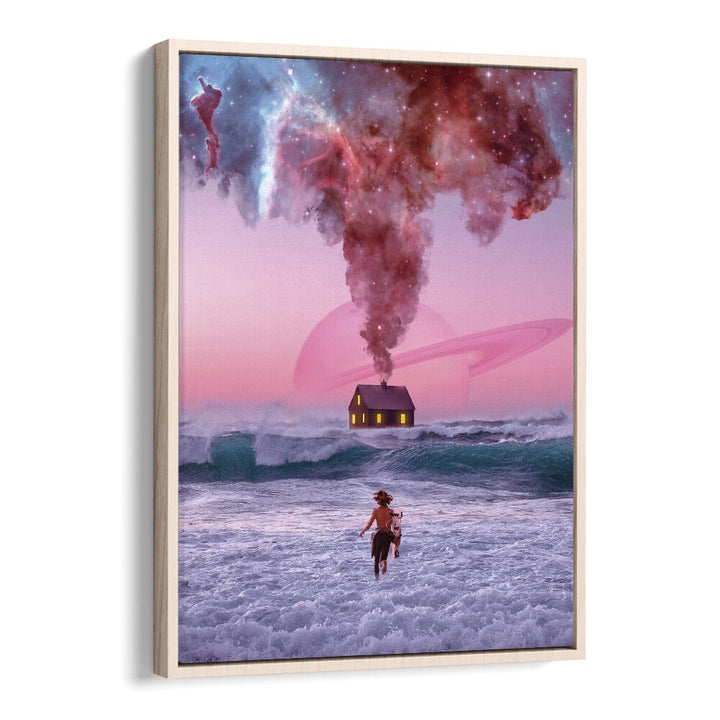 Surreal art print "Running Back To You" by Ritvik Takkar captures a dreamlike ocean scene in vibrant colors.