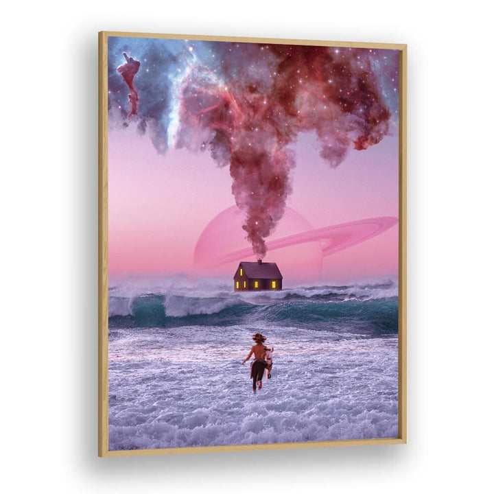 Surreal art print "Running Back To You" by Ritvik Takkar, showcasing vibrant colors and dreamlike imagery.