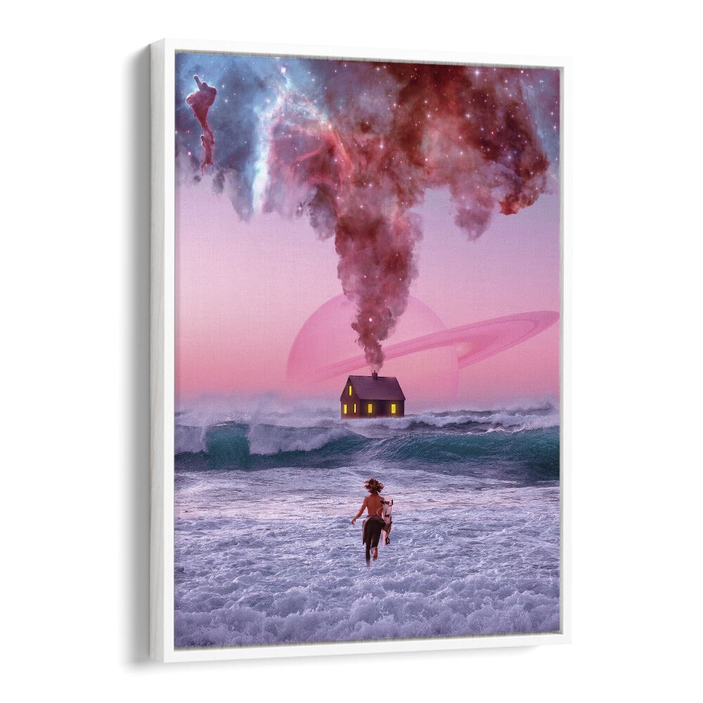 Surreal art print "Running Back To You" by Ritvik Takkar features a dreamlike seascape, perfect for art lovers.