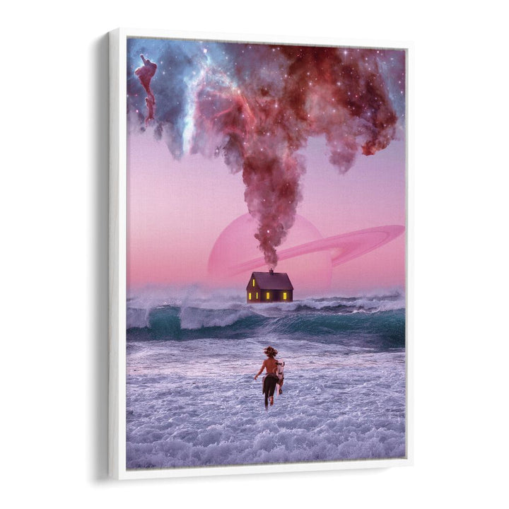 Surreal art print "Running Back To You" by Ritvik Takkar features a dreamlike seascape, perfect for art lovers.