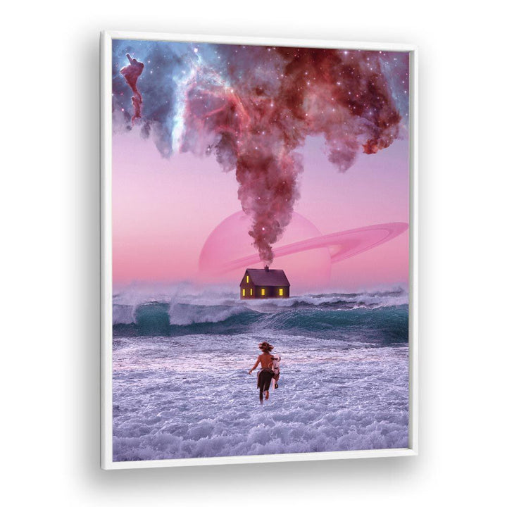 Surreal art print "Running Back To You" by Ritvik Takkar captures dreamlike landscapes and vivid colors.
