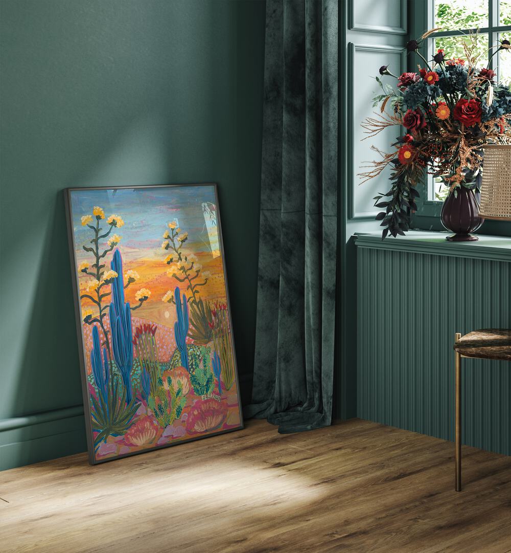 Vibrant SAGUARO CACTUS, FLORAL FLOWER PAINTINGS enhance your space with nature's beauty by Eleanor Baker.