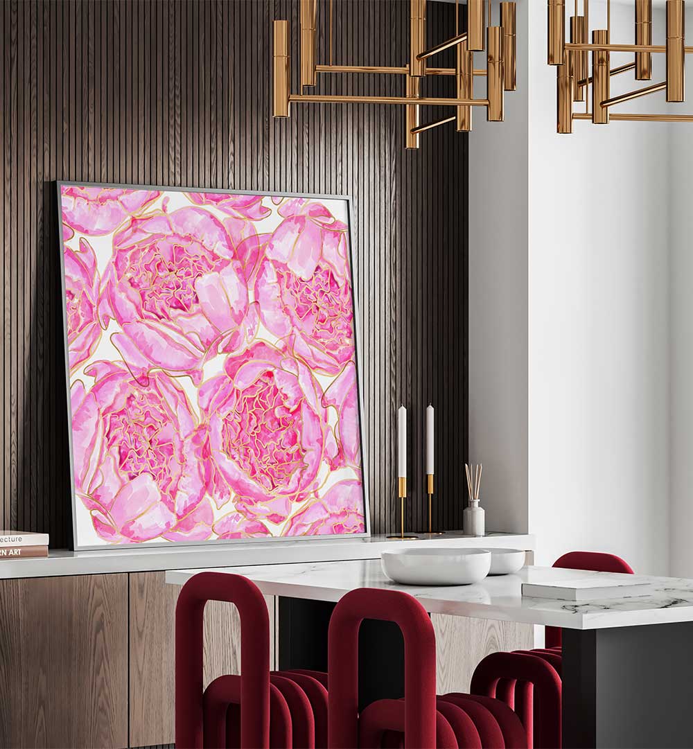 SALLY'S PEONIES PATTERN , FLORAL FLOWER PAINTINGS