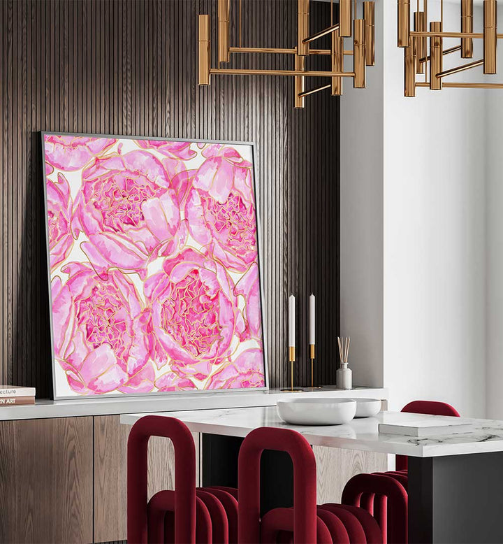 SALLY'S PEONIES PATTERN , FLORAL FLOWER PAINTINGS