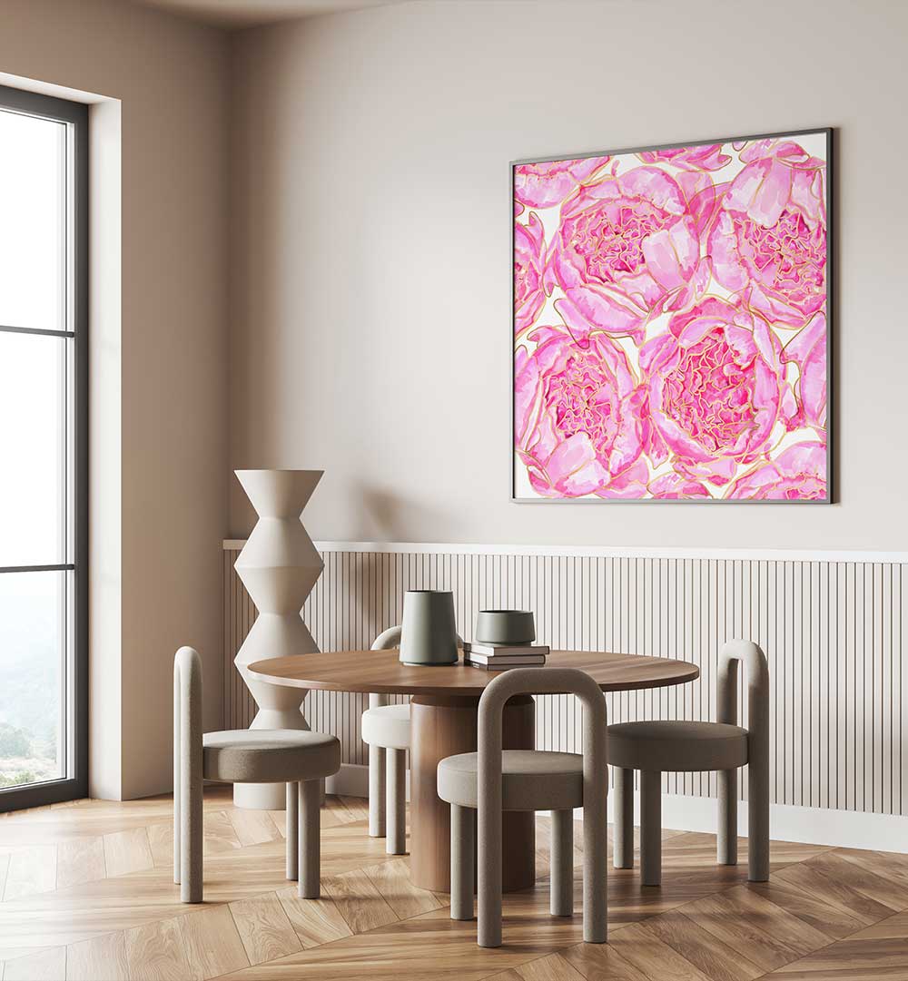 SALLY'S PEONIES PATTERN , FLORAL FLOWER PAINTINGS