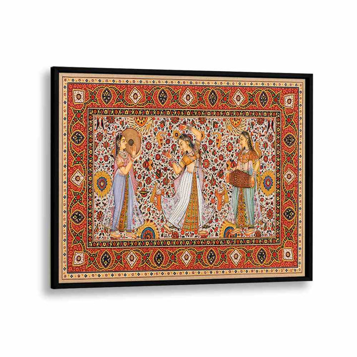 SAMSARA SYMPHONY, INDIAN ART PAINTINGS showcase vibrant Jaipuri artistry framed in elegant black, enhancing any decor.