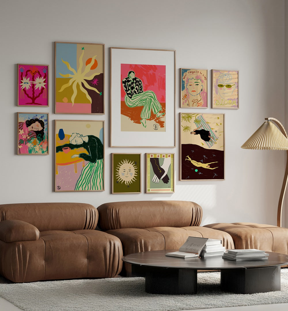 Transform your home with THE DREAMER'S PALETTE GALLERY WALL, GALLERY WALLS, featuring eclectic, boho-inspired art.