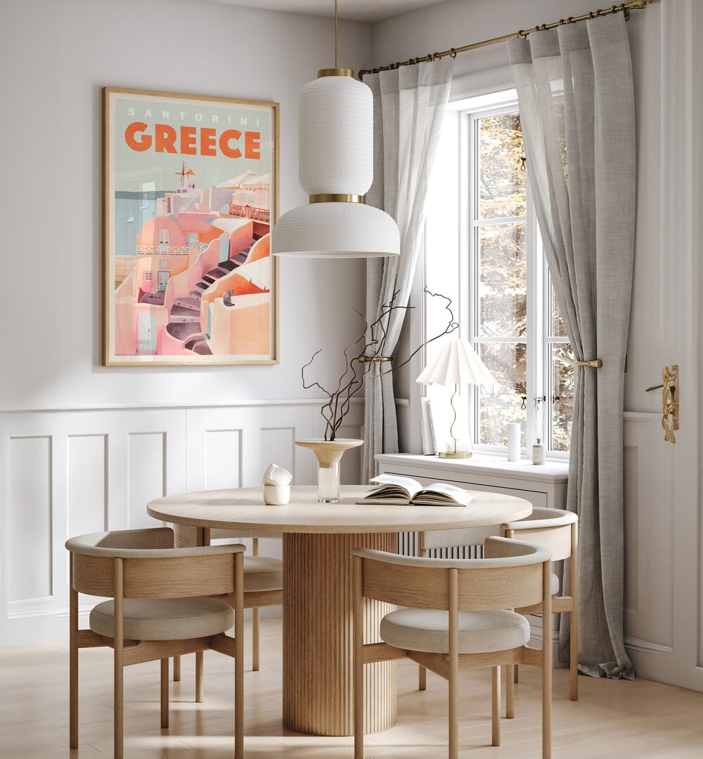 Vintage GREECE SANTORINI, TRAVEL POSTERS enhance your space with Santorini's stunning beauty and charm.