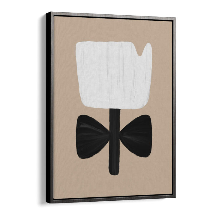 Minimalist SCANDI BOTANICAL II, FLORAL FLOWER PAINTINGS in a black floater frame, available at Asian Monk.