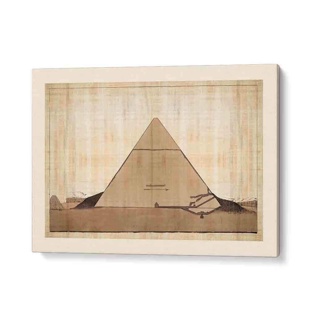 Explore the SECTION OF THE ENTRANCE OF THE SECOND PYRAMID OF GHIZEH, EGYPTIAN ART PAINTINGS, capturing ancient majesty.