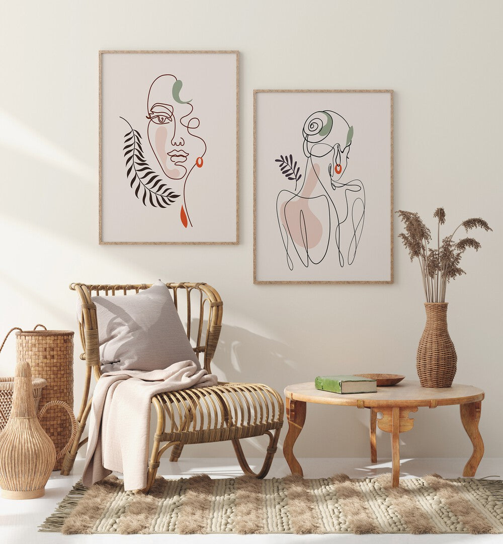 Enhance your décor with the SERENE LINES SET, SET OF 2 PAINTINGS, showcasing elegant line art for tranquil living spaces.