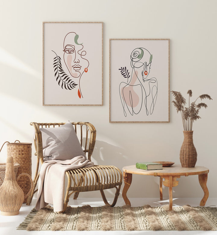Enhance your décor with the SERENE LINES SET, SET OF 2 PAINTINGS, showcasing elegant line art for tranquil living spaces.