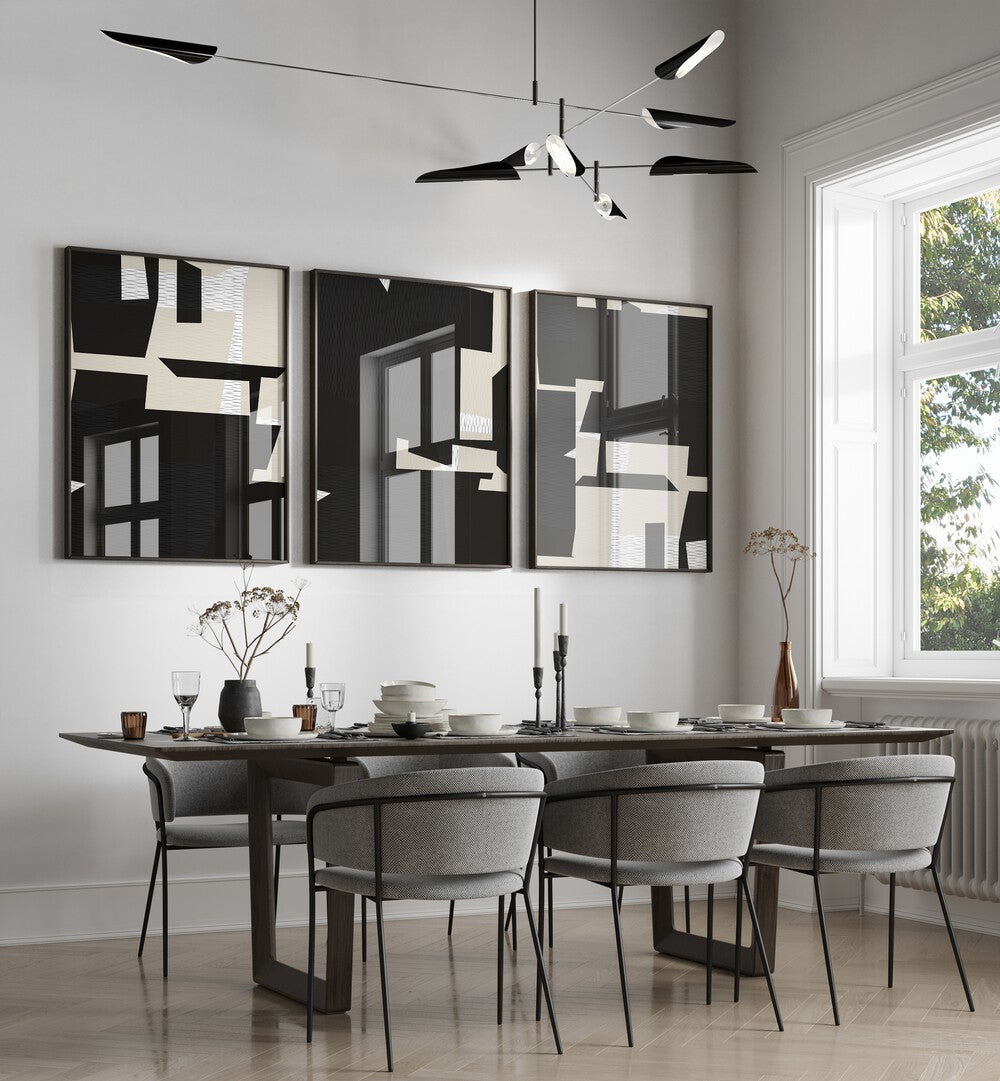 Elevate your decor with the MINIMALIST WOVEN TEXTILE SET, SET OF 3 PAINTINGS, enhancing modern elegance in any space.