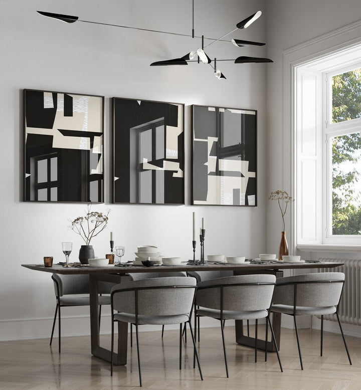 Elevate your decor with the MINIMALIST WOVEN TEXTILE SET, SET OF 3 PAINTINGS, enhancing modern elegance in any space.