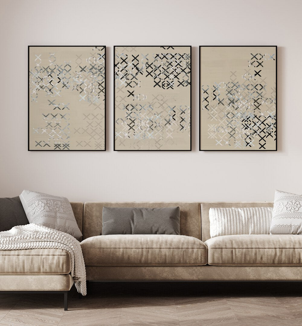 Elevate your decor with the MINIMAL X COMPOSITION SET, SET OF 3 PAINTINGS, showcasing modern artistry and elegance.
