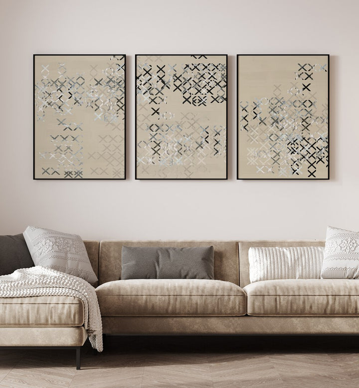 Elevate your decor with the MINIMAL X COMPOSITION SET, SET OF 3 PAINTINGS, showcasing modern artistry and elegance.