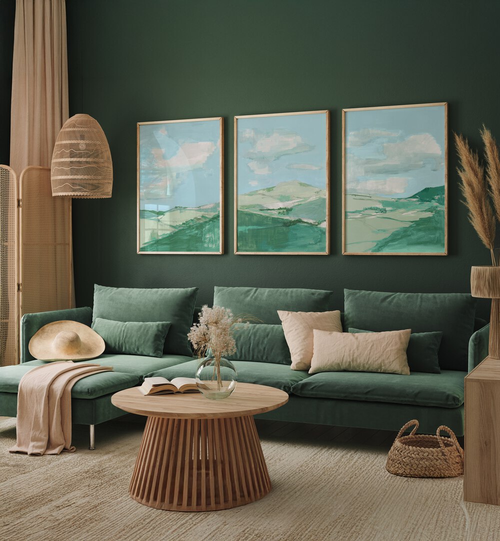 Enhance your decor with the TRANQUIL TERRAIN SET, SET OF 3 PAINTINGS showcasing serene landscapes for a calming atmosphere.