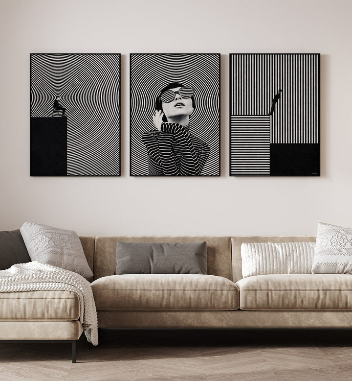Stylish THOUGHTS HYPNOSIS SET, SET OF 3 PAINTINGS enhancing creativity and tranquility in your space. Perfect decor choice!