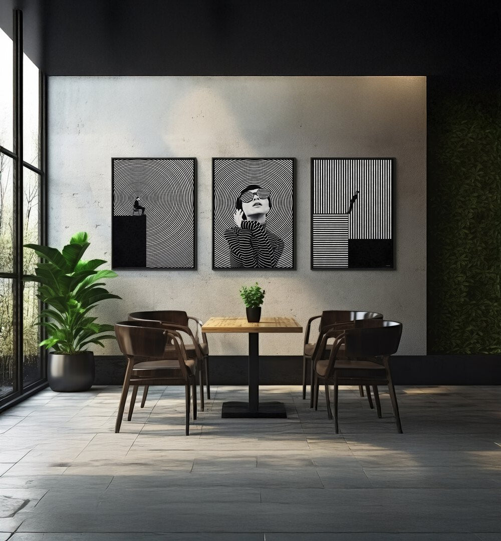 Transform your space with the THOUGHTS HYPNOSIS SET, SET OF 3 PAINTINGS, perfect for inspiring creativity.