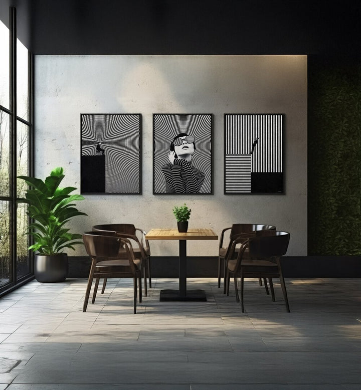 Transform your space with the THOUGHTS HYPNOSIS SET, SET OF 3 PAINTINGS, perfect for inspiring creativity.