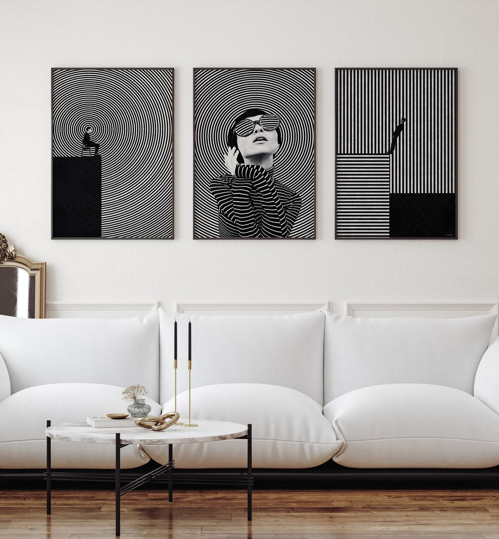 Captivating THOUGHTS HYPNOSIS SET, SET OF 3 PAINTINGS, perfect for inspiring creativity and tranquility in any room.