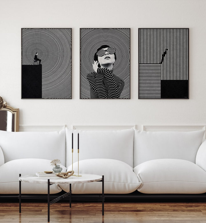 Captivating THOUGHTS HYPNOSIS SET, SET OF 3 PAINTINGS, perfect for inspiring creativity and tranquility in any room.