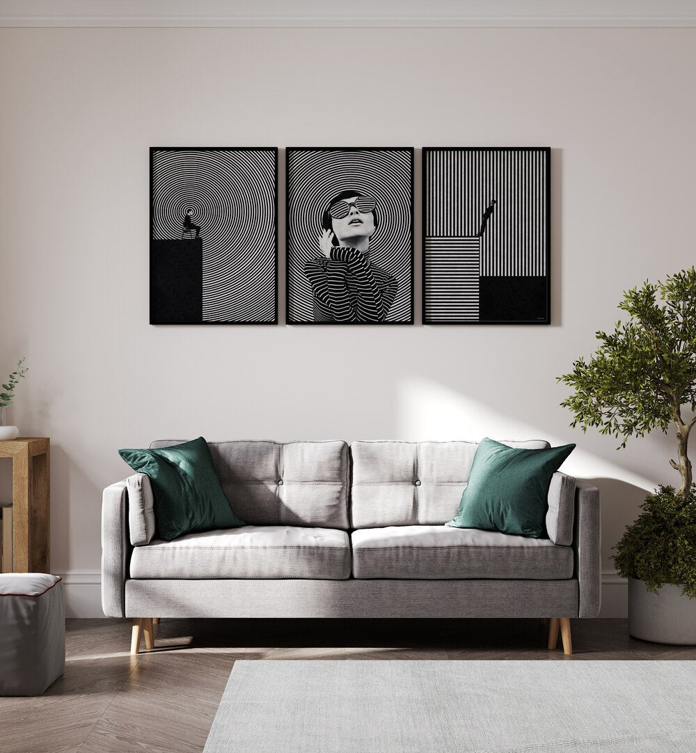 Transform your space with the THOUGHTS HYPNOSIS SET, SET OF 3 PAINTINGS, designed for creativity and reflection.