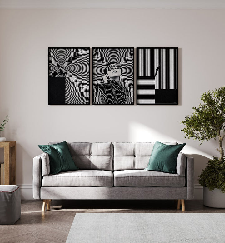 Transform your space with the THOUGHTS HYPNOSIS SET, SET OF 3 PAINTINGS, designed for creativity and reflection.