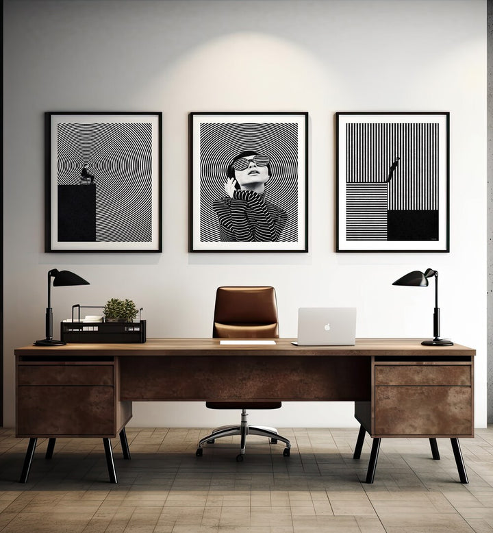 Transform your space with the THOUGHTS HYPNOSIS SET, SET OF 3 PAINTINGS, inspiring creativity and tranquility.