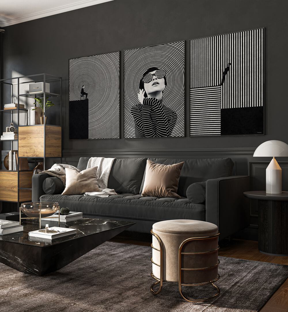 Transform your space with the THOUGHTS HYPNOSIS SET, SET OF 3 PAINTINGS, inspiring creativity and tranquility.