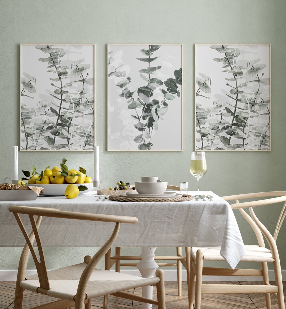 Transform your space with the TRANQUIL EUCALYPTUS SET, SET OF 3 PAINTINGS, featuring elegant eucalyptus designs.