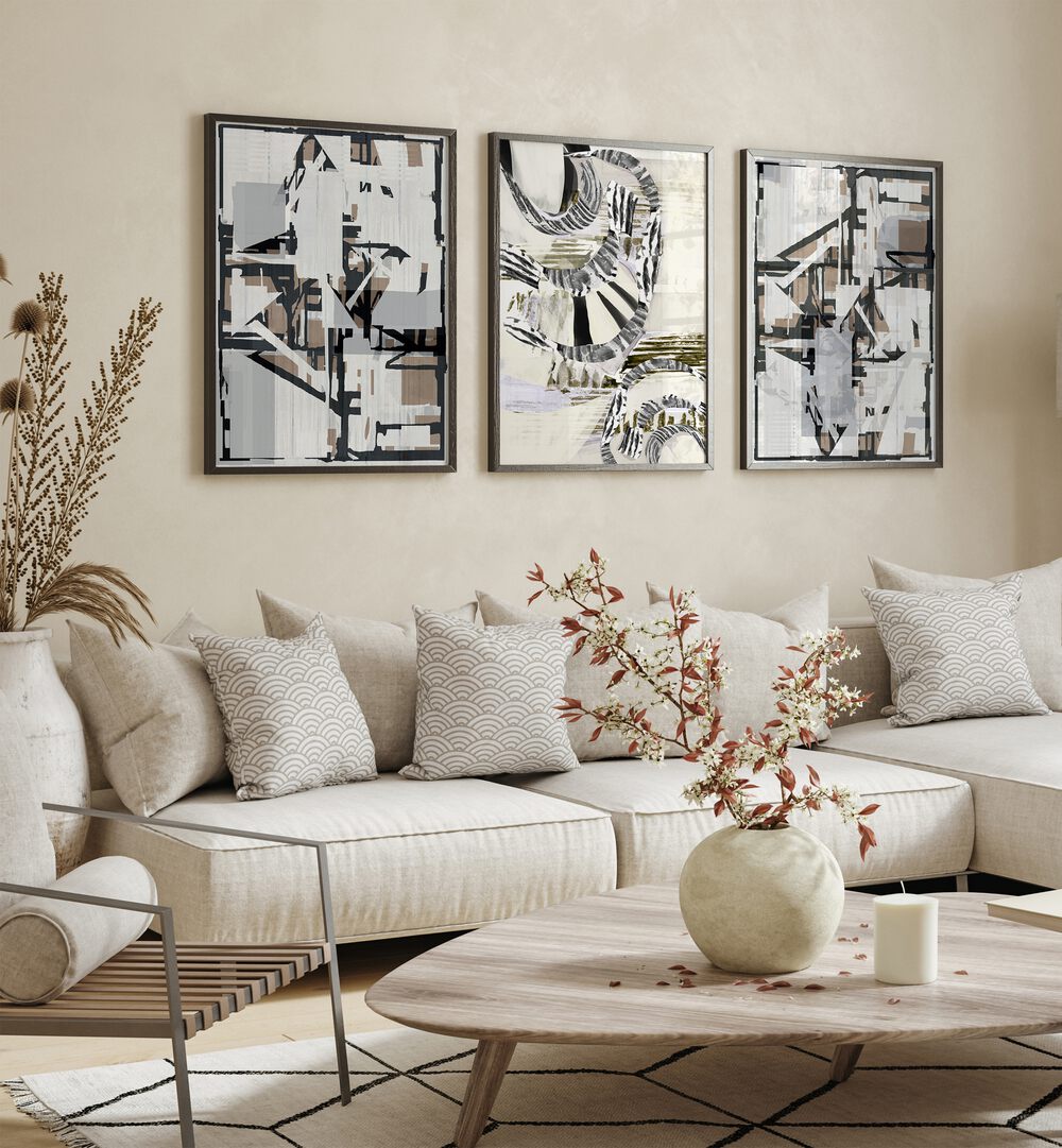 Enhance your decor with the FOLK TALE SET, SET OF 3 PAINTINGS, showcasing vibrant storytelling art for any room.