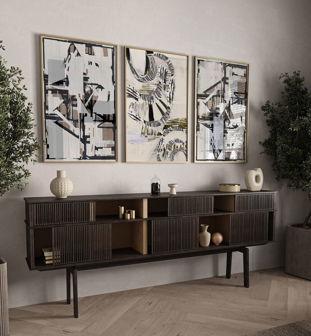 Enhance your decor with the FOLK TALE SET, SET OF 3 PAINTINGS, showcasing vibrant folklore-inspired art.