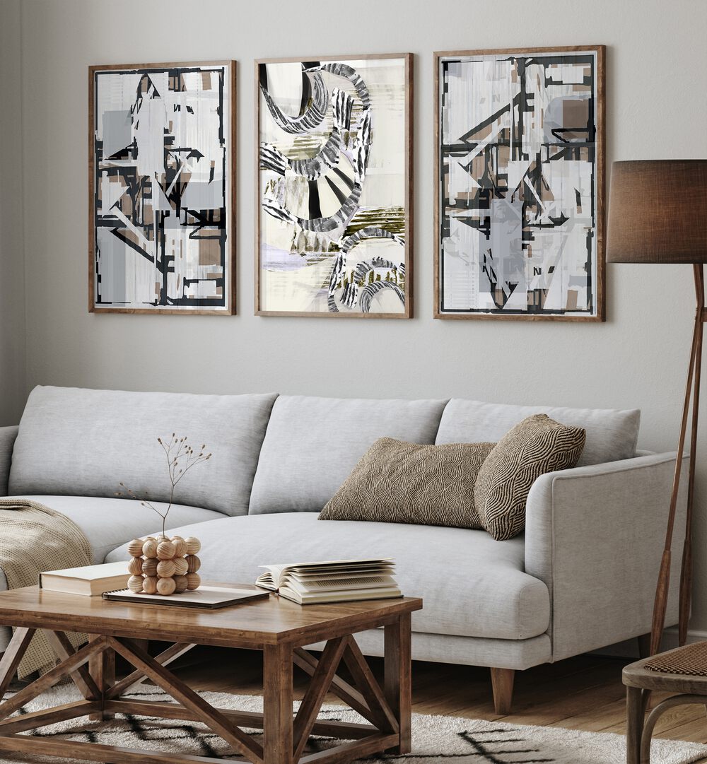 Decorate your space with the FOLK TALE SET, SET OF 3 PAINTINGS, showcasing vibrant folklore-inspired art.