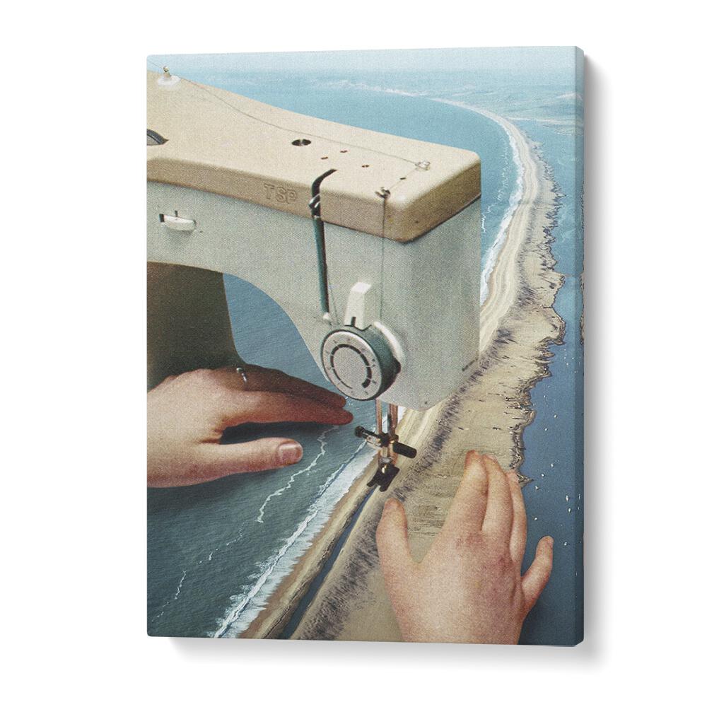 Surreal art print featuring a sewing machine by Vertigo Artography, perfect for art lovers. SEWING MACHINE , SURREAL ART PRINTS.