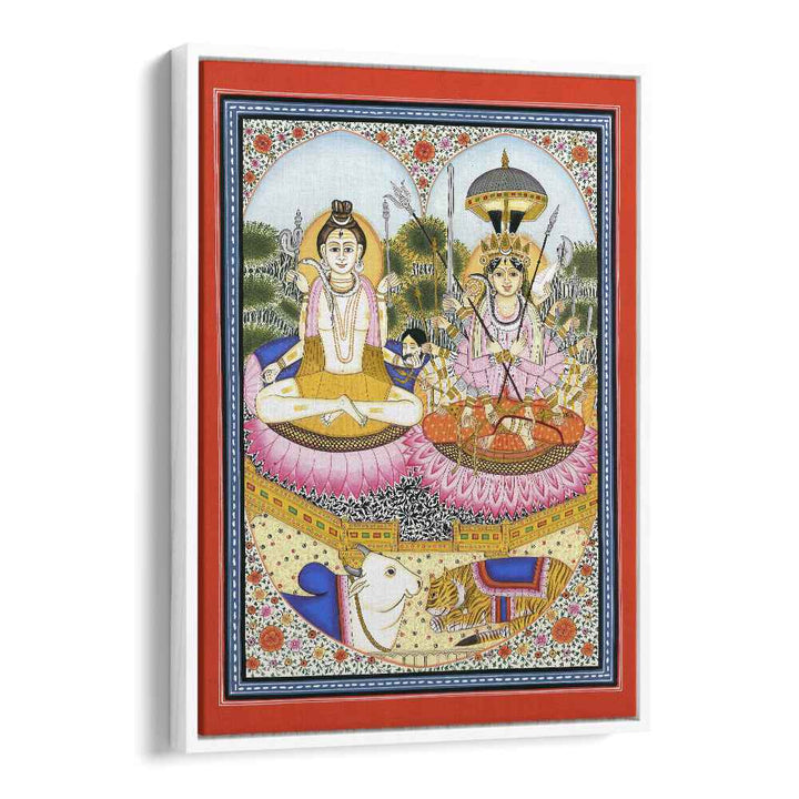 SHIVA SHAKTI ARTWORK, INDIAN ART PAINTINGS beautifully depicts the divine union of Lord Shiva and Goddess Shakti.