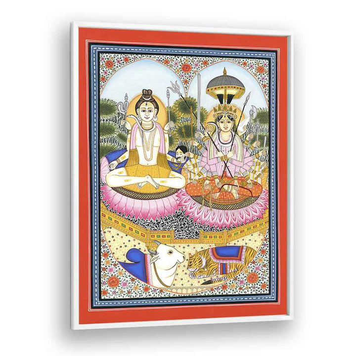 Divine SHIVA SHAKTI ARTWORK, INDIAN ART PAINTINGS showcases the sacred union of Lord Shiva and Goddess Shakti.