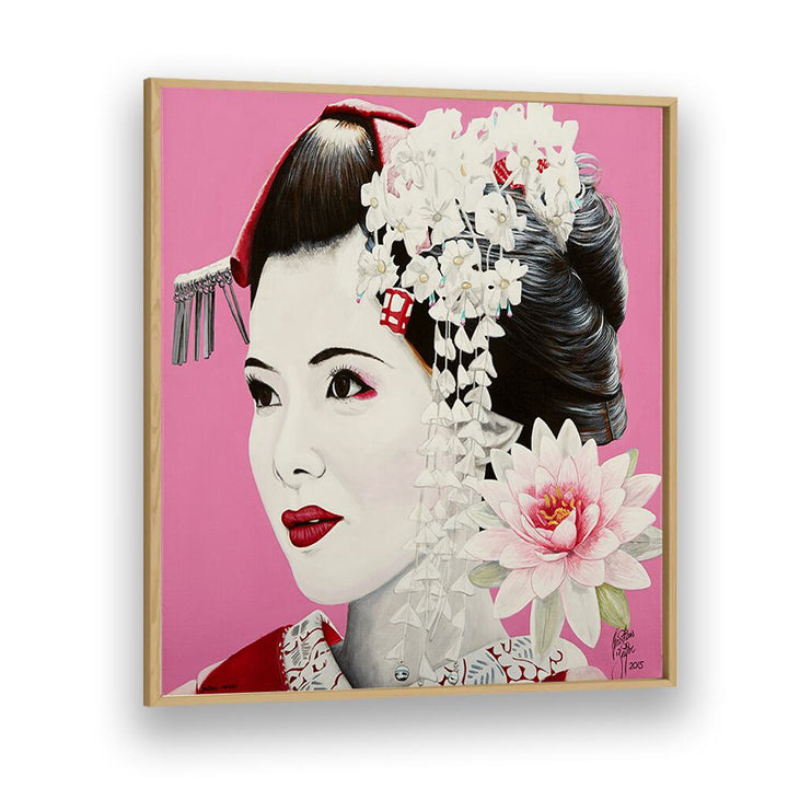 Elegant portrait showcasing SHORAI WANAI, JAPANESE PAINTINGS by Christian Beijer, framed in oak wood.