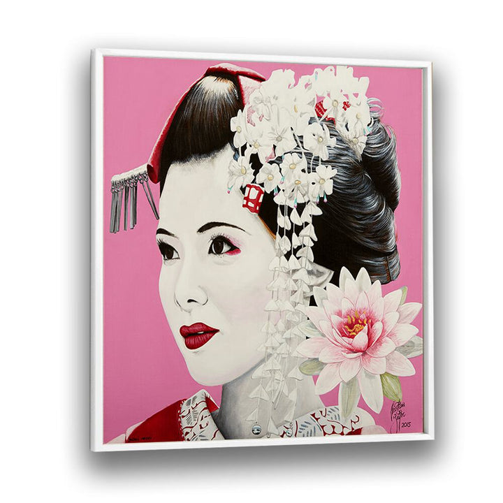 Elegant SHORAI WANAI, JAPANESE PAINTINGS showcase a beautiful geisha with flowers, perfect for art lovers.