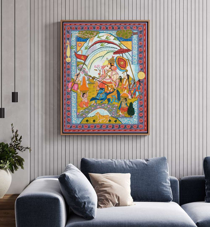 Exquisite SHRI GANESHA, INDIAN ART PAINTINGS showcasing Ganesha's divine presence for wisdom and prosperity.