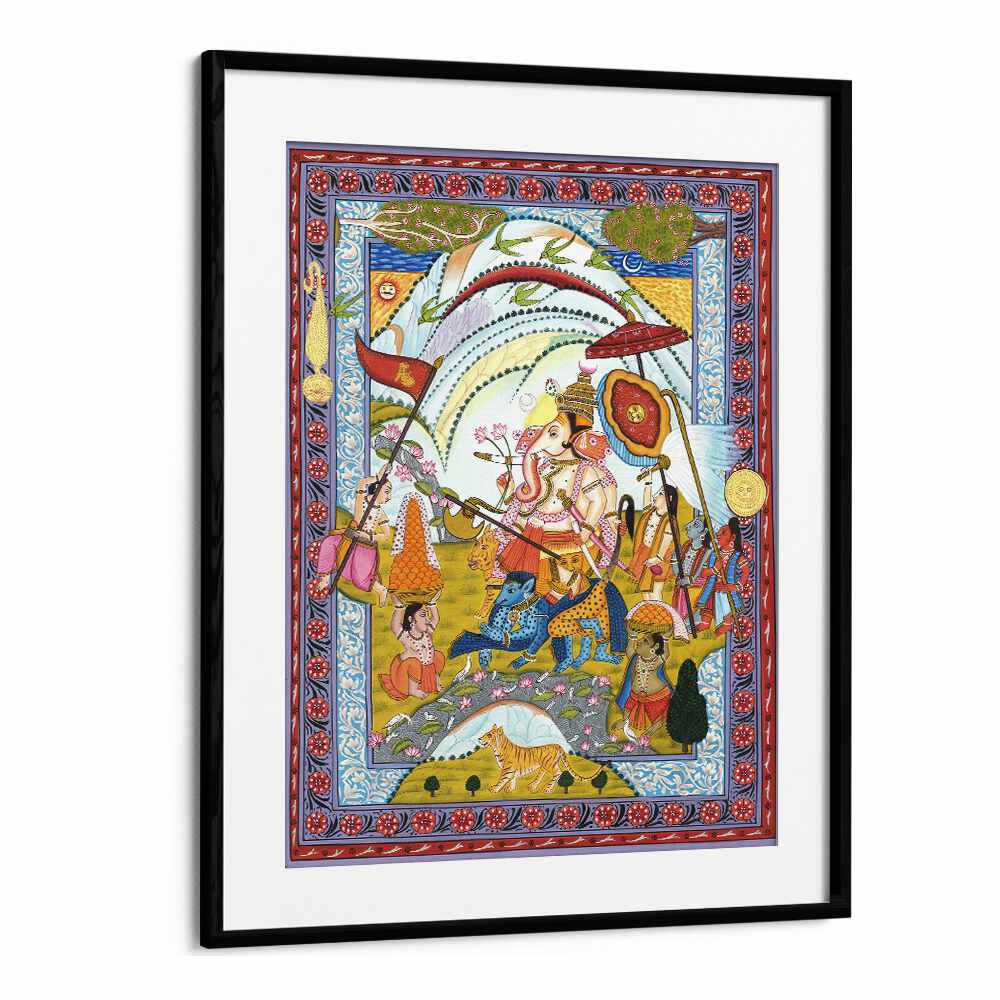 Stunning SHRI GANESHA, INDIAN ART PAINTINGS framed artwork, embodying wisdom and prosperity for your space.