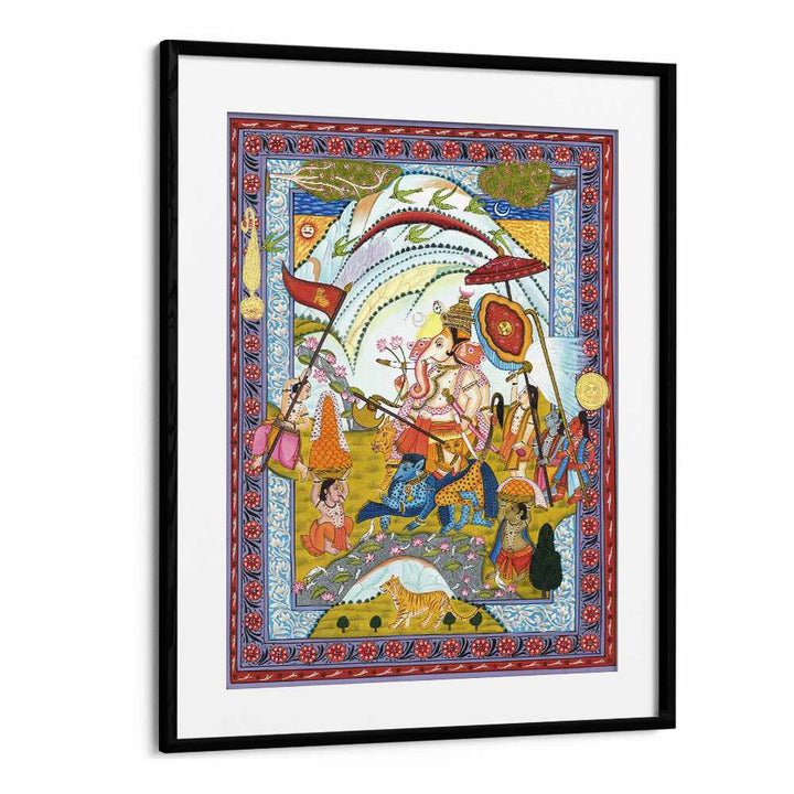 Stunning SHRI GANESHA, INDIAN ART PAINTINGS framed artwork, embodying wisdom and prosperity for your space.