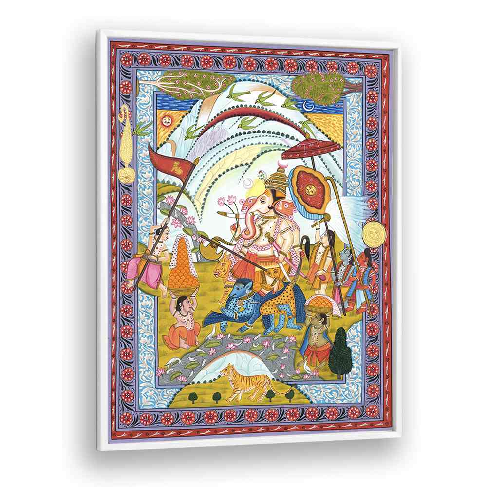 Vibrant SHRI GANESHA, INDIAN ART PAINTINGS showcase the divine elephant god, symbolizing wisdom and prosperity.