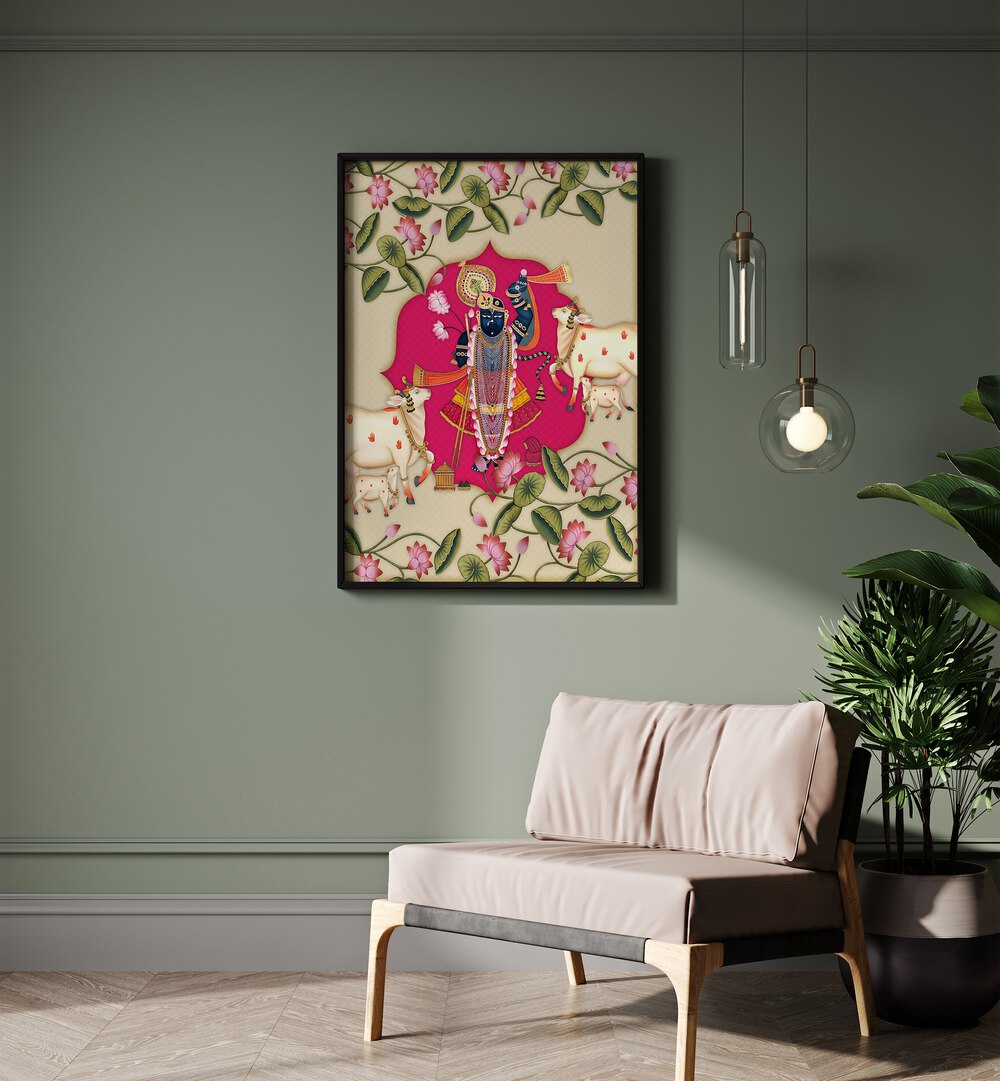 Shrinathji's Radiance, Indian Art Paintings, showcasing vibrant heritage and spiritual artistry in a stunning frame.