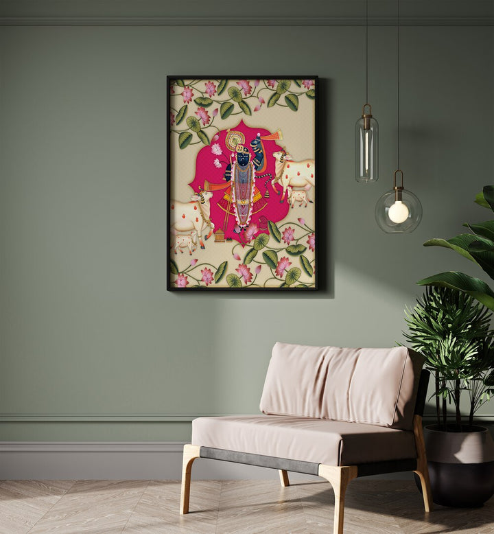 Shrinathji's Radiance, Indian Art Paintings, showcasing vibrant heritage and spiritual artistry in a stunning frame.
