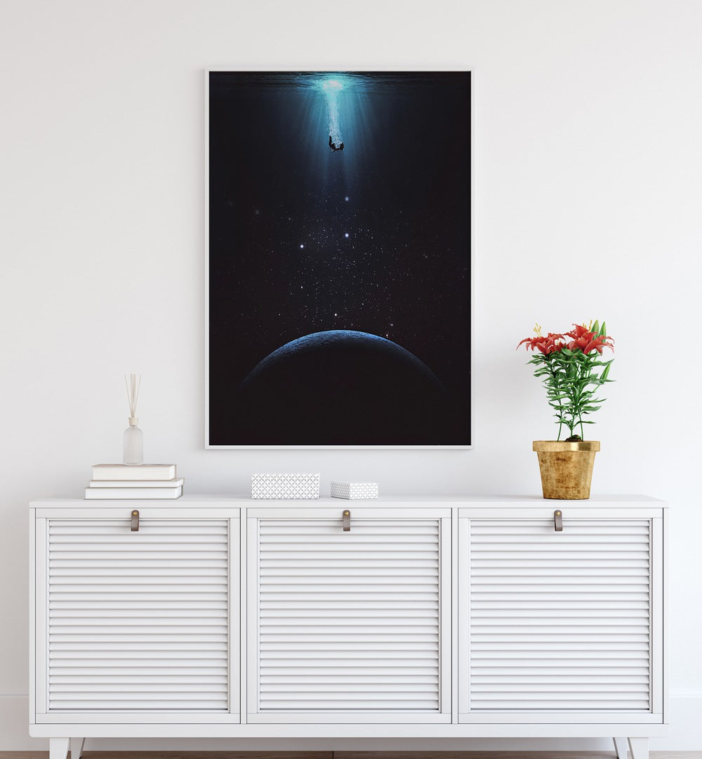 Transform your space with SINK HOLE, SURREAL ART PRINTS by Space Rocket Art, featuring a captivating, serene scene.